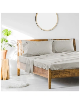 Ardor 1000TC Cotton Rich Single Bed Sheet Set Home Bedding w/ Pillowcases Silver
