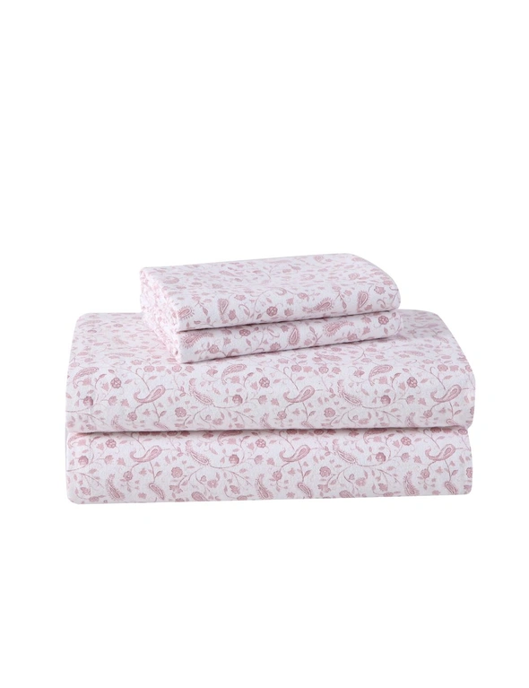 Laura Ashley Paisley King Size Bed Flannelette Sheet Set w/ 2x Pillowcase Rose, hi-res image number null