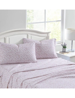 Laura Ashley Paisley Queen Size Bed Flannelette Sheet Set w/ 2x Pillowcase Rose
