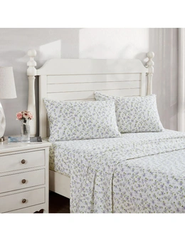 Laura Ashley Virgina Double Size Bed Cotton Flannelette Sheet Set w/ Pillowcase
