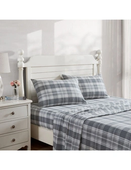 Laura Ashley Mulholland Double Bed Flannelette Sheet Set w/ 2x Pillowcase Grey