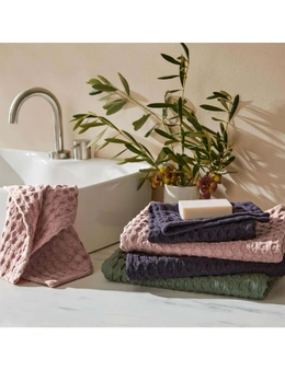 Pilbeam Living Organic Cotton Waffle Hand Towel/Face Washer Cloth Set Limestone