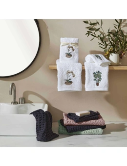 Pilbeam Living Organic Cotton Waffle Hand Towel & Face Washer Cloth Set Ink