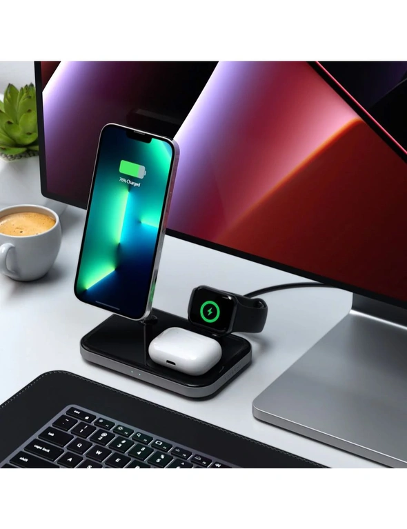 Satechi 7.5W Magnetic 3in1 Wireless Charging Stand For iPhone/Apple Watch/AirPod, hi-res image number null