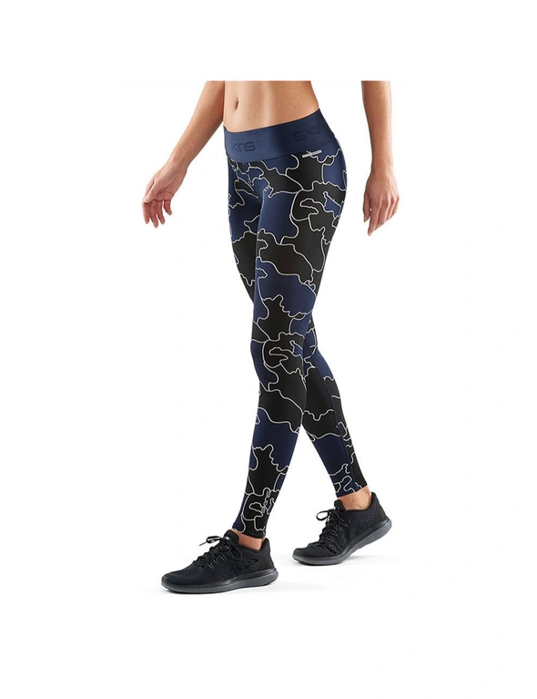 Skins Compression DNAmic Primary Womens Long Tights Myriad of Coastlines  Blue L
