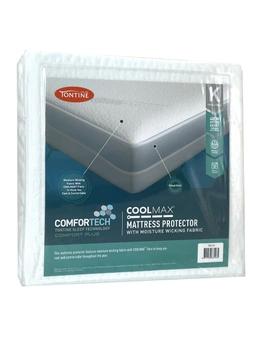Tontine 183x208cm Comfortech Coolmax King Bed Cotton Mattress Protector White