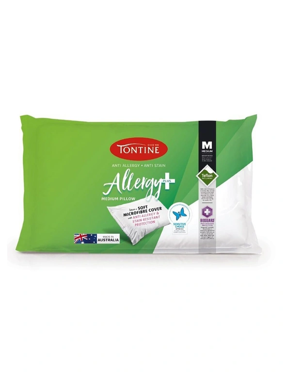 Tontine 46x72cm Allergy Plus Cotton Sleep Pillow Medium Profile Home Bedding, hi-res image number null