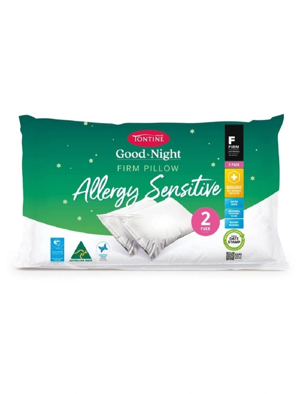 2pc Tontine Good Night Allergy Sensitive Sleep/Bedding Pillow Firm/High Profile, hi-res image number null