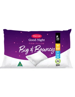 Tontine Good Night Big & Bouncy Firm Soft Sleeping Pillow w/ Cotton Cover White