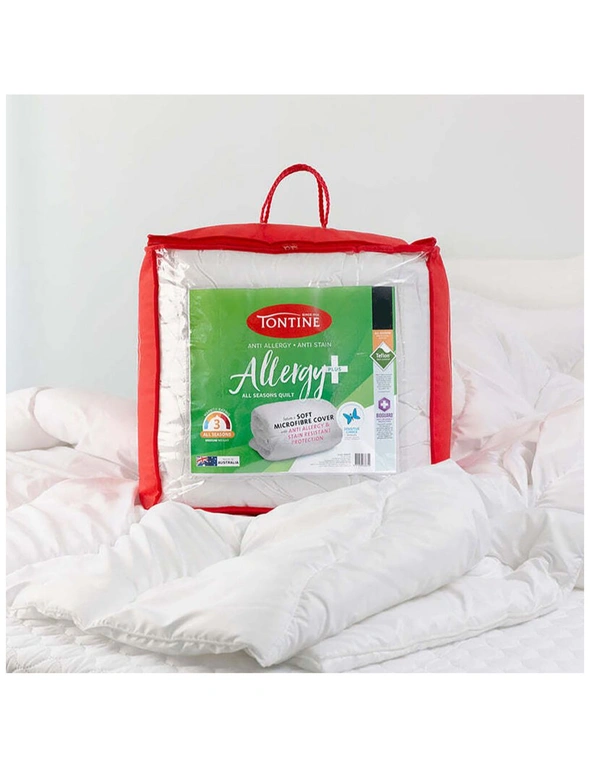 Tontine 140x210cm Allergy Plus All Season Microfibre Quilt Home Single Bed Doona, hi-res image number null