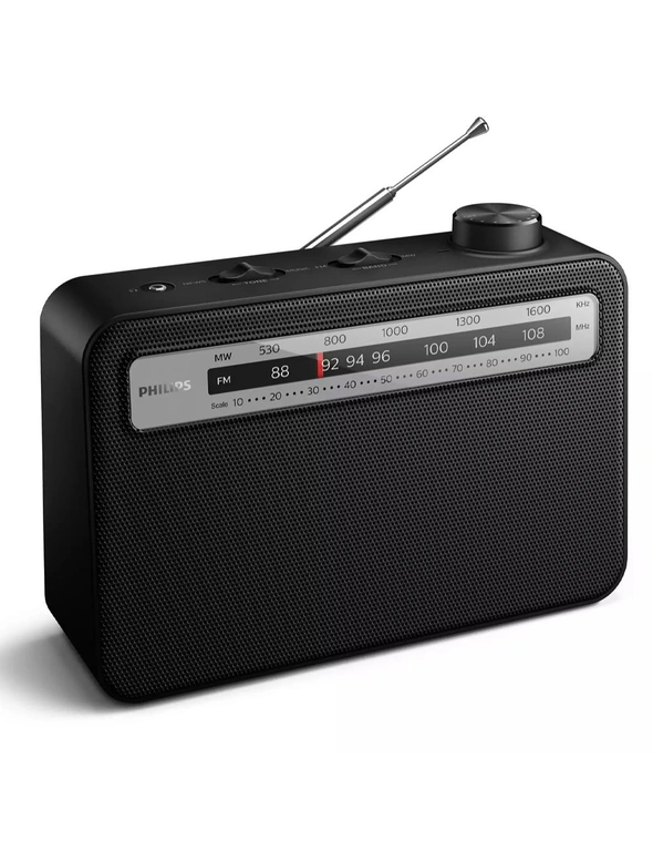 Philips 2000 Series 21cm Portable AM/FM Radio Analogue w/ Headphone Jack  Black