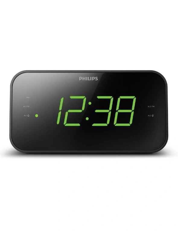 Philips 3000 Series 18cm Digital Clock/FM Radio w/ Dual Alarm/LED Display Black, hi-res image number null