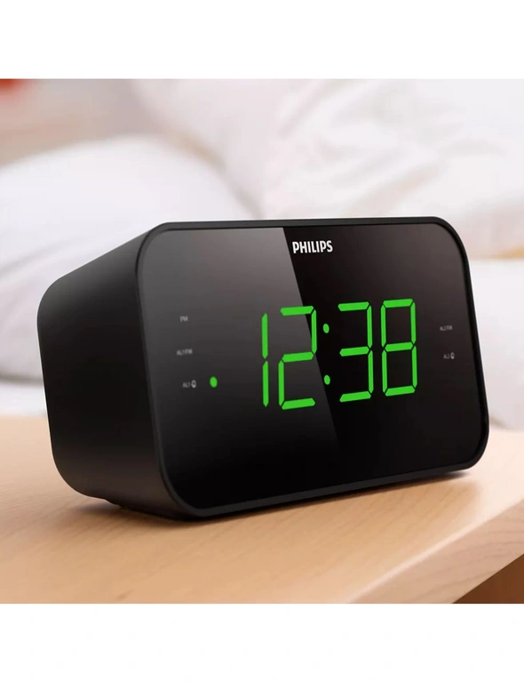Philips 3000 Series 18cm Digital Clock/FM Radio w/ Dual Alarm/LED Display Black, hi-res image number null