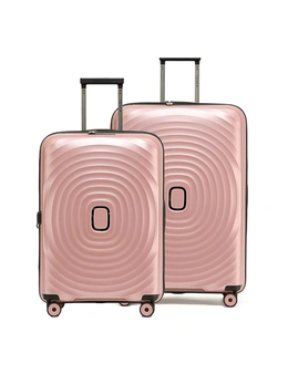 2pc Tosca Eclipse 25"/29" Checked Trolley Travel Suitcase Md/Lg - Rose Gold