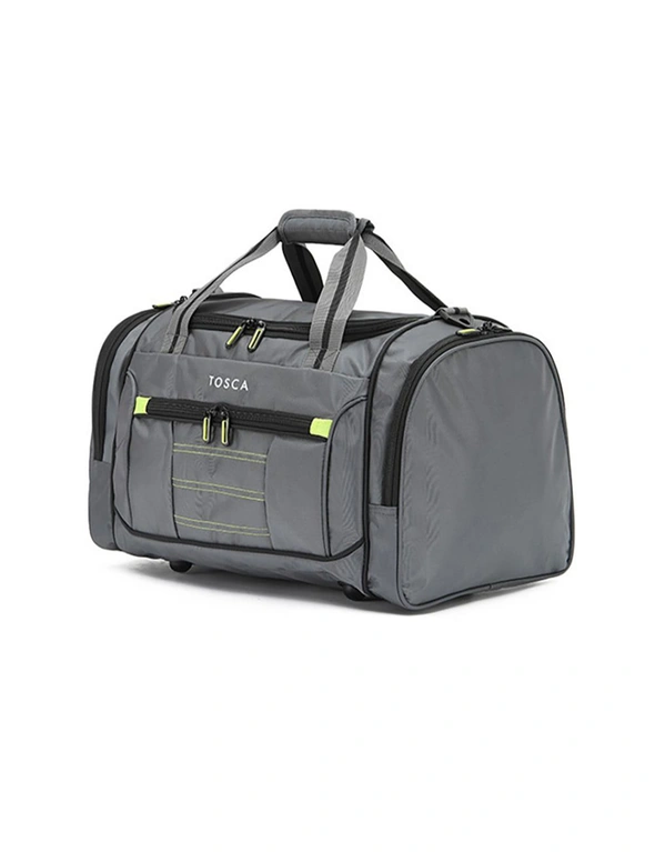 Tosca Small Duffle/Weekender Multi Purpose Tote Bag 30x48x30cm - Grey/Lime, hi-res image number null
