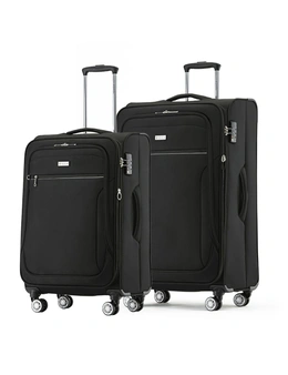 2pc Tosca Transporter 26"/30" Checked Trolley Luggage Suitcase Md/Lg Black