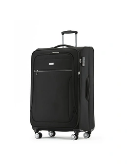 2pc Tosca Transporter 26"/30" Checked Trolley Luggage Suitcase Md/Lg Black