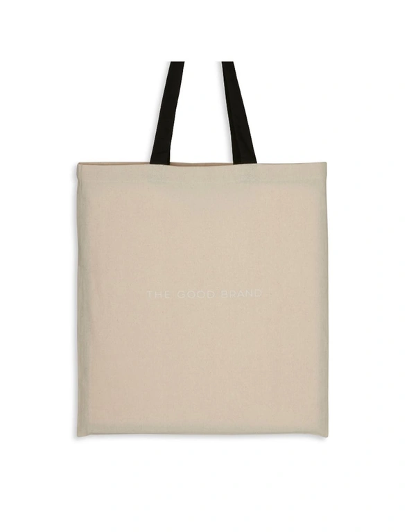 The Good Brand Cotton Logo Tote Hand Carry Shoulder Bag w/ Straps Reusable Ecru, hi-res image number null