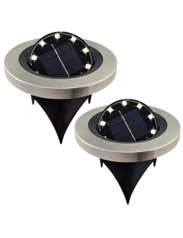 2pc 25th Hour Stainless Steel Outdoor Solar Powered Swivel Stake Path Light IP44