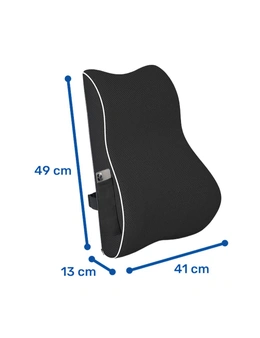 Vistara Memory Foam Adjustable Lumbar Support Anti Slip Cushion 41x45cm Black