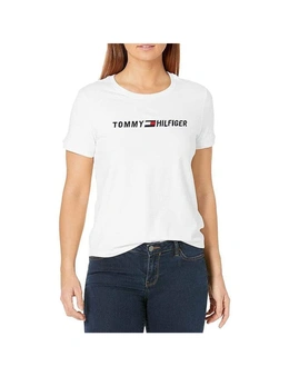 Tommy Hilfiger Size M Womens Short Sleeve Embroidered Crew Sports T Shirt White