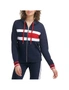 Tommy Hilfiger Size L Women's Zip Front Hoodie Flag Colour Block & Stripe Navy, hi-res