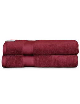 2pc Algodon St. Regis 160x80cm Cotton Bathroom Body/Bath Sheet/Towel Pack Berry