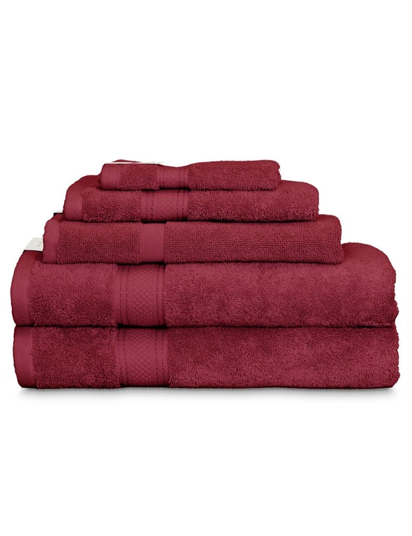5pc Algodon St. Regis Cotton Bathroom Hand/Bath Towel/Face Washer Pack Berry, hi-res image number null