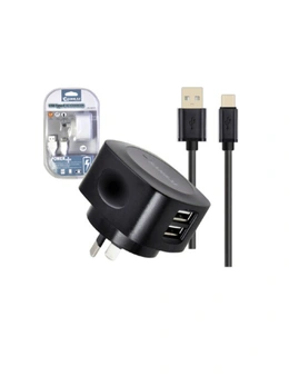 Sansai Dual USB Wall Charger w/USB C Charging Cable