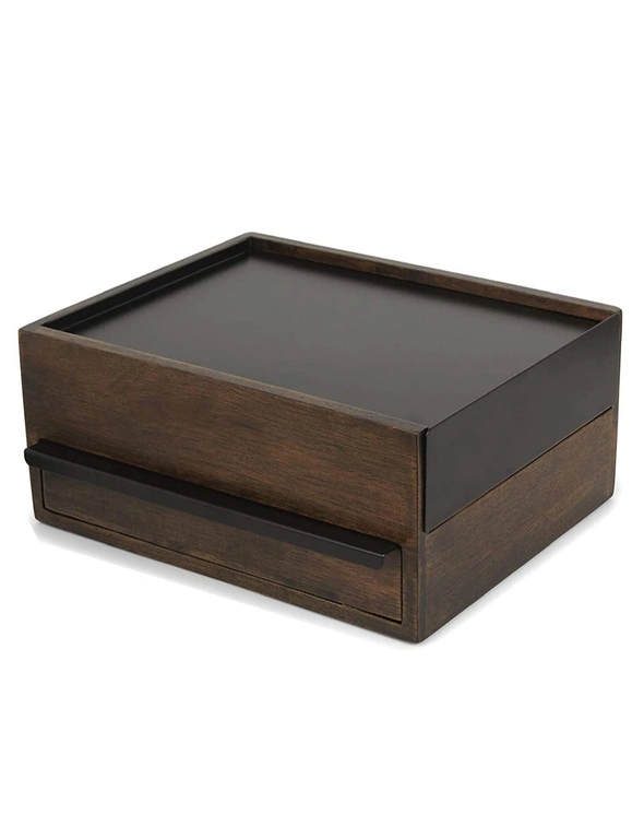 Umbra Stowit Jewellery Storage Ring/Earring Caddy Box Aged Walnut 26x22x12cm, hi-res image number null