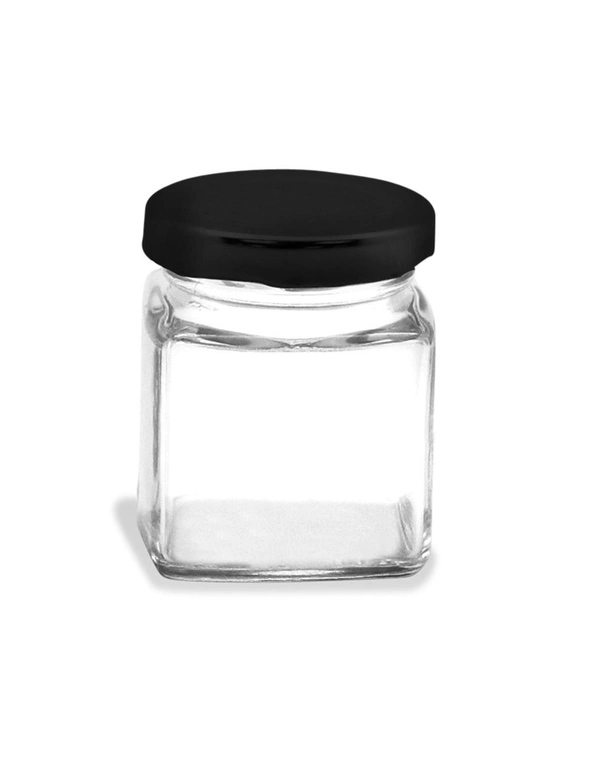24pc Lemon & Lime 120ml Glass Square Jar Food Storage Container w/ Black Lid, hi-res image number null
