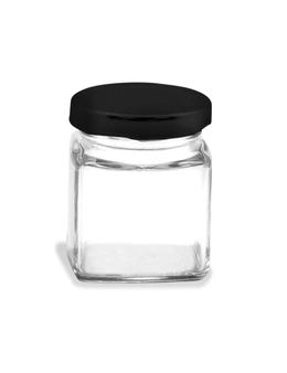 24pc Lemon & Lime 120ml Glass Square Jar Food Storage Container w/ Black Lid