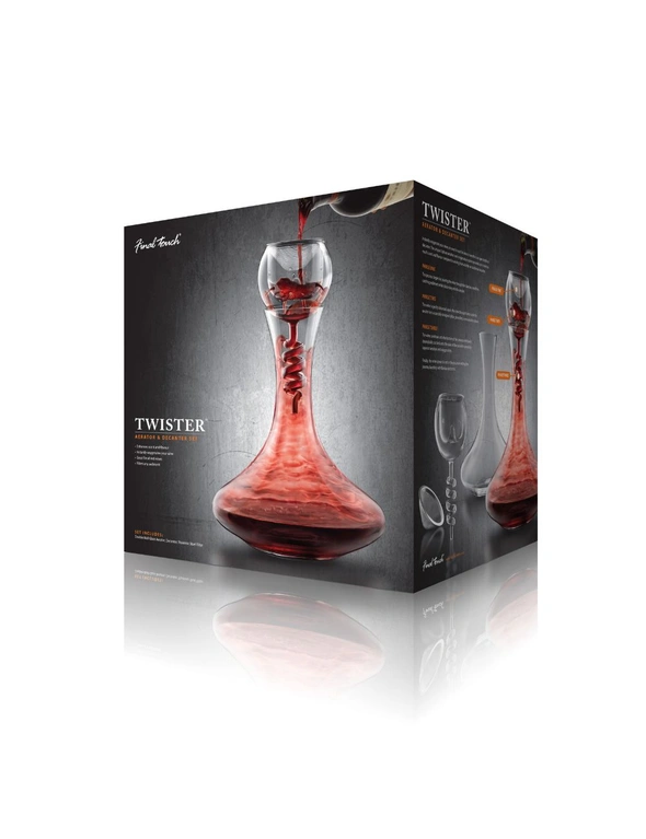 Final Touch Twister Double Wall Glass Decanter Red Wine Aerator Set w/SS Filter, hi-res image number null