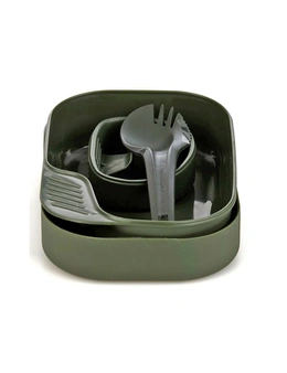 7pc Wildo Camp-A-Box Complete Camping Set Utensils/Bowl/Plate/Cup Olive