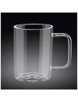6pc Wilmax England 200ml Thermo Double Wall Glass Coffee Cup Mug w/ Handle Clear