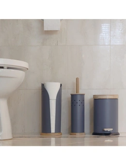 Eco Basics 3in1 Bathroom Toilet/Roll Holder Storage/3L Rubbish Bin Set Charcoal