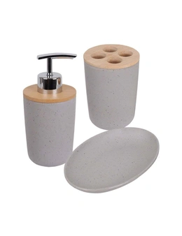 Eco Basics 3-in-1 Vanity Bathroom Set Toothbrush/Soap Holder Dispenser Tray Grey
