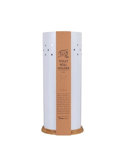 Eco Basics Stainless Steel Toilet/Bathroom Roll/Tissue Holder Storage White