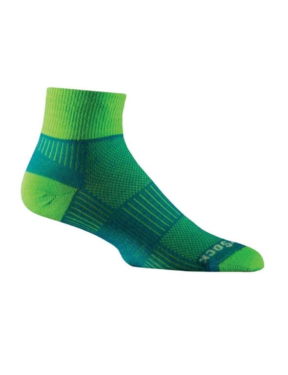 Wrightsock Coolmesh II Quarter Blue/GRN Unisex Activewear Socks S AU 4-6 Womens, hi-res image number null