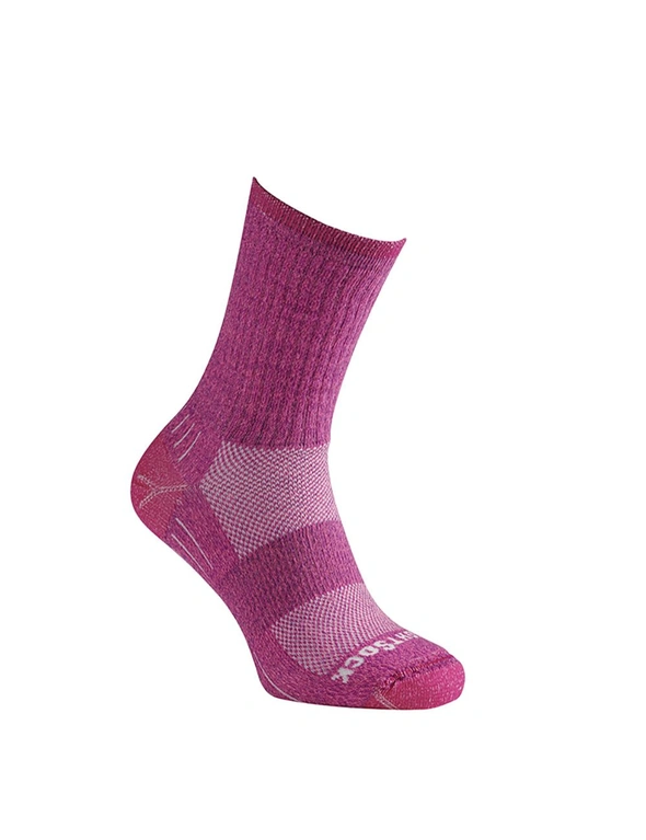 Wrightsock Escape Crew Pink Unisex Outdoor Hiking Socks Size S AU 4-6 Womens, hi-res image number null