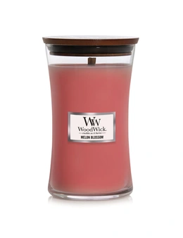 WoodWick Melon Blossom Scented Crafted Candle Glass Jar Soy Wax w/ Lid Large