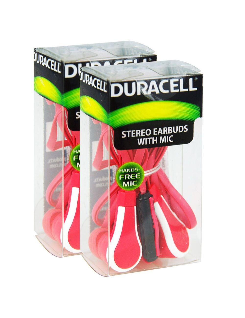 2PK Duracell Earphones With Microphone Red W Lane