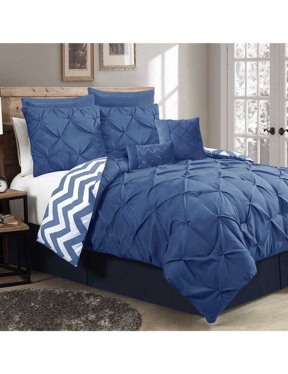 Ramesses Seven-piece Pinch Pleat Comforter Set 