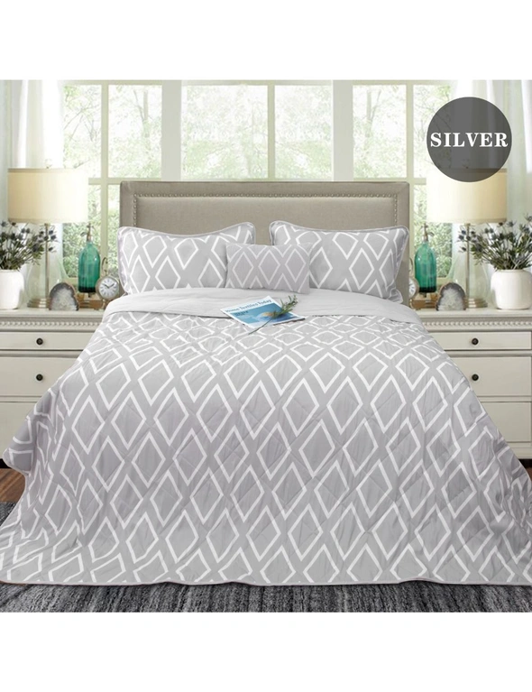Ramesses Alena 4 Pieces Reversible Ultrasonic And Embossed Micro Flannel Comforter Set, hi-res image number null