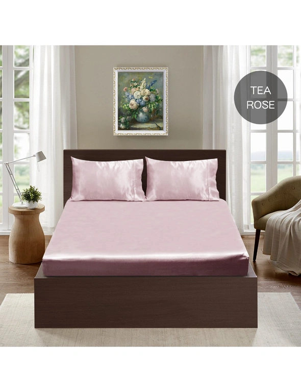 Ramesses Casablanca Premium Silken Touch Satin Fitted Sheet Combo Set, hi-res image number null