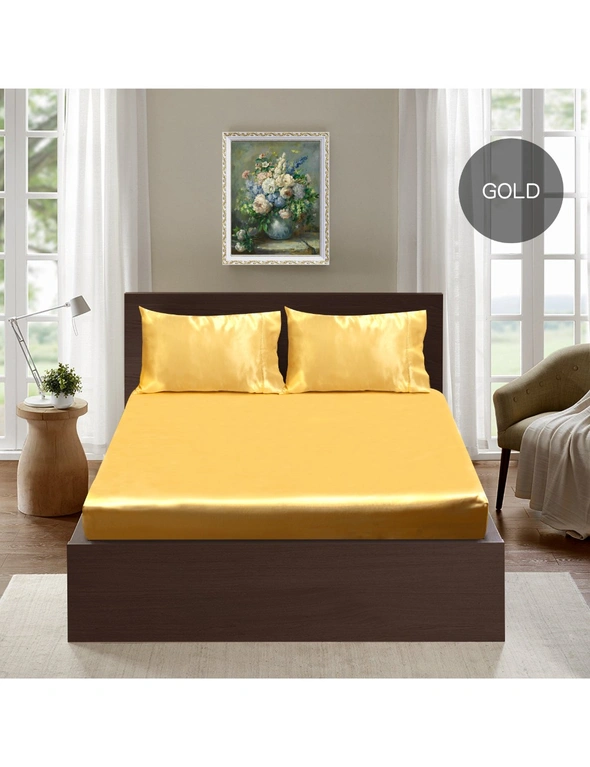 Ramesses Casablanca Premium Silken Touch Satin Fitted Sheet Combo Set, hi-res image number null