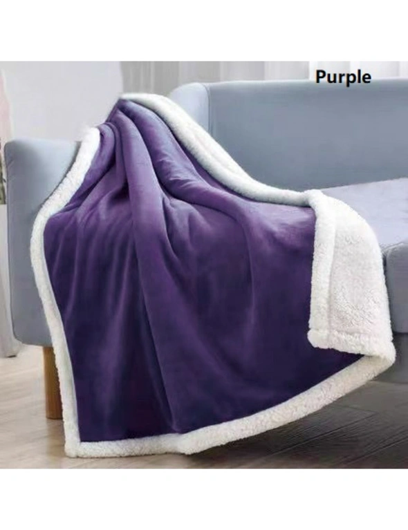 Ramesses Micro Fleece Sherpa Throw Twin Pack-Purple, hi-res image number null