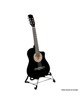 Karrera 38in Acoustic Guitar with Pick Guard Steel String Bag - Black