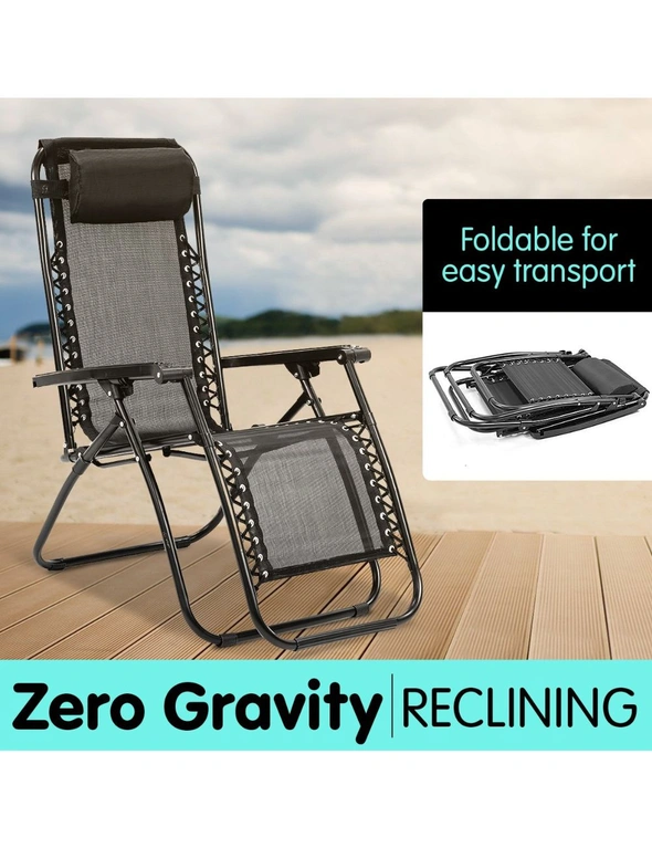 Zero Gravity Reclining Deck Chair - Black, hi-res image number null