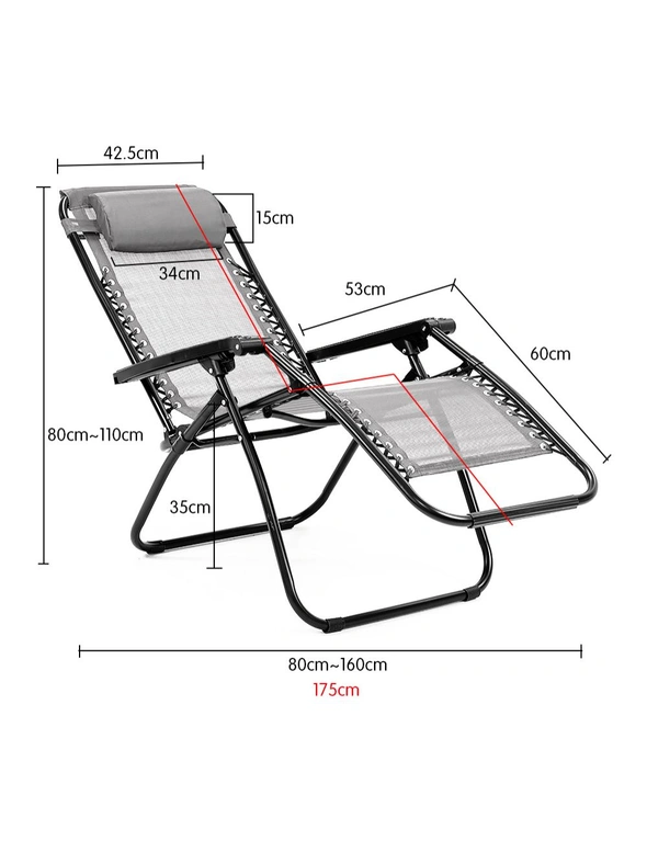 Zero Gravity Reclining Deck Chair - Grey, hi-res image number null